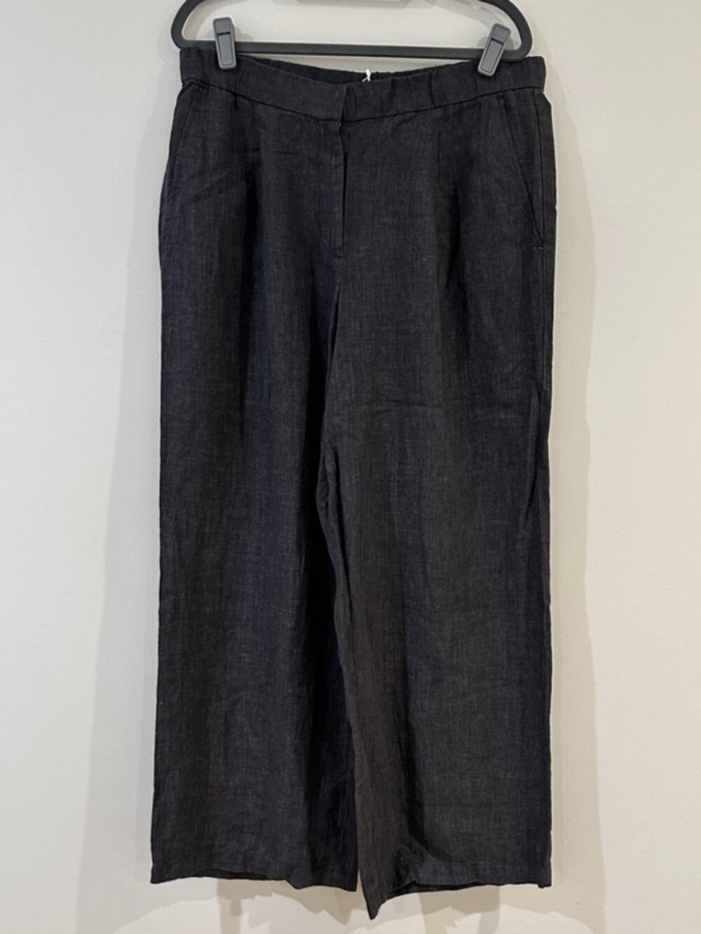 Eileen Fisher Charcoal Grey linen wide leg pants size US Medium